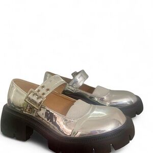 Silver Chunky Mary Jane Shoes